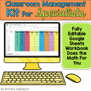 Get your whole Specials Team on board with using the same classroom management system. This kit includes a customizable Google Sheet workbook that tracks the data digitally plus all of the printable forms you need to make it a comprehensive program. 