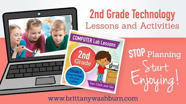 2nd grade technology lesson plans and activities for the entire school year that will make a great supplement to your technology curriculum. These lesson plans and activities will save you so much time coming up with what to do during your computer lab time. Ideal for a technology teacher or a 2nd grade teacher with mandatory lab time. All of the work is done for you!