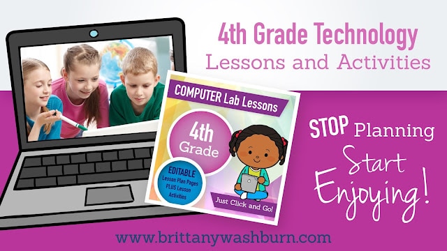 4th grade technology lesson plans and activities for the entire school year that will make a great supplement to your technology curriculum. These lesson plans and activities will save you so much time coming up with what to do during your computer lab time. Ideal for a technology teacher or a 4th grade teacher with mandatory lab time. All of the work is done for you!