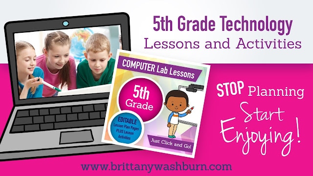 5th grade technology lesson plans and activities for the entire school year that will make a great supplement to your technology curriculum. These lesson plans and activities will save you so much time coming up with what to do during your computer lab time. Ideal for a technology teacher or a 5th grade teacher with mandatory lab time. All of the work is done for you!