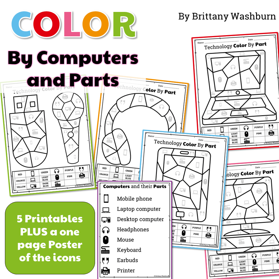 technology color by computers and parts printable worksheets technology curriculum