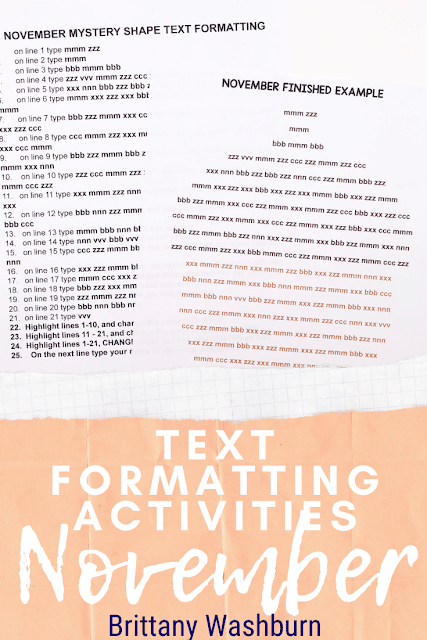 Text Formatting Activities for the Computer Lab or Classroom