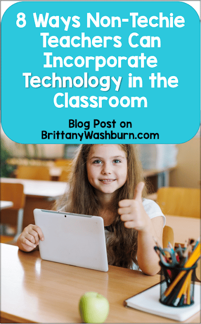 Here are some user-friendly, innovative ways that even non-techie teachers can integrate technology in the classroom. These things that don't have a big learning curve, and that can be implemented without adding stress.    But first, survival tips when trying any new technology:  Don’t worry about mastering everything.  Pick one or two things to focus on getting better at this year.  Don’t compare yourself to the teacher down the hall.  There will always be someone who is doing more with technology, or doing it “better”.  So what?  Don’t be afraid to ask for help.  If there isn’t someone at school, get connected with an online community like my Facebook Group.  Expect to work some bugs out.  I don’t know about you, but most new things I try need some polishing.  Don’t be afraid to stop using something that doesn’t work for your classroom (just be sure you’ve given it a fair chance).