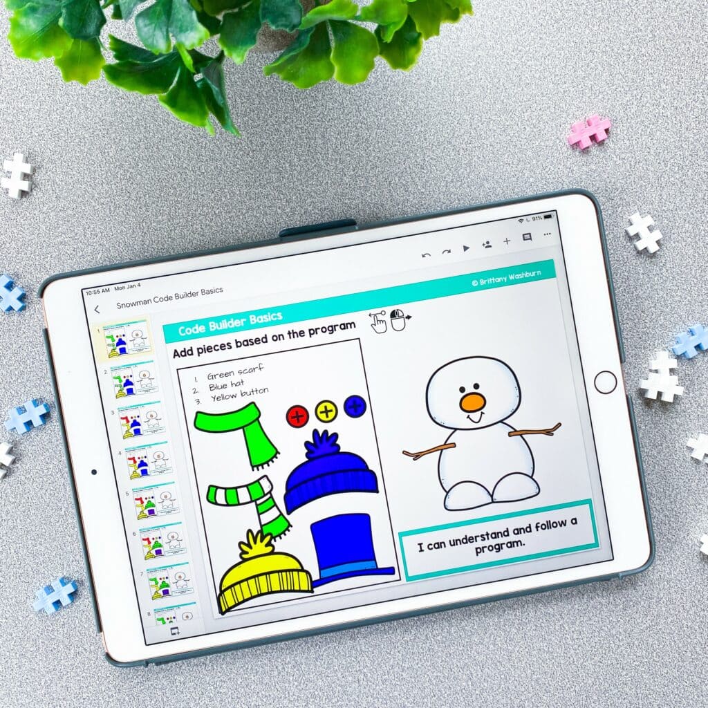 Dress a Snowman Digital Coding Activities for Kids