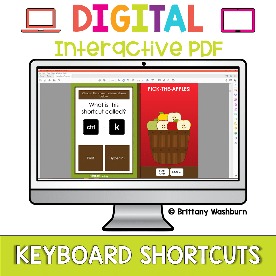 Keyboard Shortcuts Apple Theme Interactive PDF Technology Curriculum