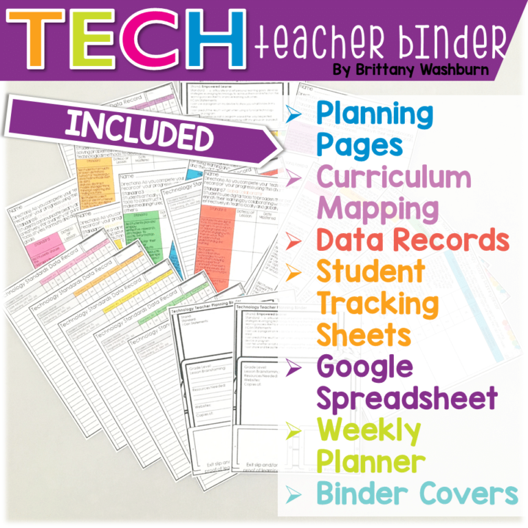 Tech Note Binder Technology Teacher Planning and Data Binder