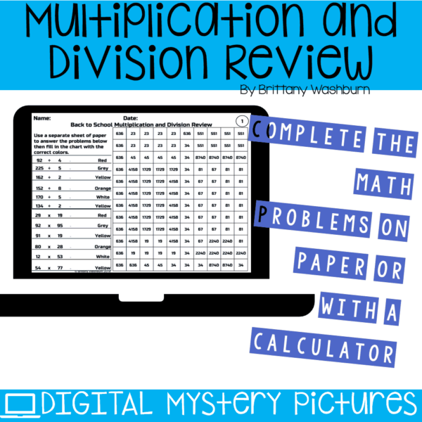Back to school digital mystery pictures for multiplication and division practice (2) Back to school digital mystery pictures for multiplication and division practice (2)