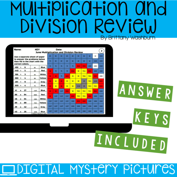 June Digital Mystery Pictures for Multiplication and Division Practice (4) June Digital Mystery Pictures for Multiplication and Division Practice (4)