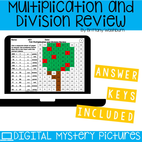 Fall Digital Mystery Pictures for Multiplication and Division Review (4) Fall Digital Mystery Pictures for Multiplication and Division Review (4)