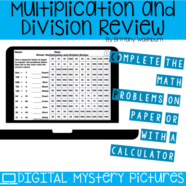 Winter DIGITAL Mystery Pictures for Multiplication and Division Review (2) Winter DIGITAL Mystery Pictures for Multiplication and Division Review (2)