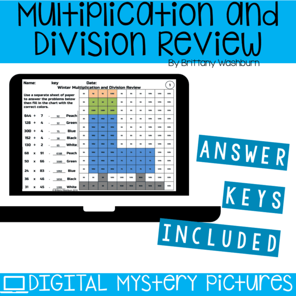 Winter DIGITAL Mystery Pictures for Multiplication and Division Review (4) Winter DIGITAL Mystery Pictures for Multiplication and Division Review (4)