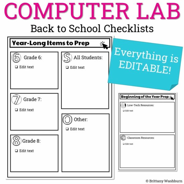 Technology Teacher Back to School Checklists (2) Technology Teacher Back to School Checklists (2)