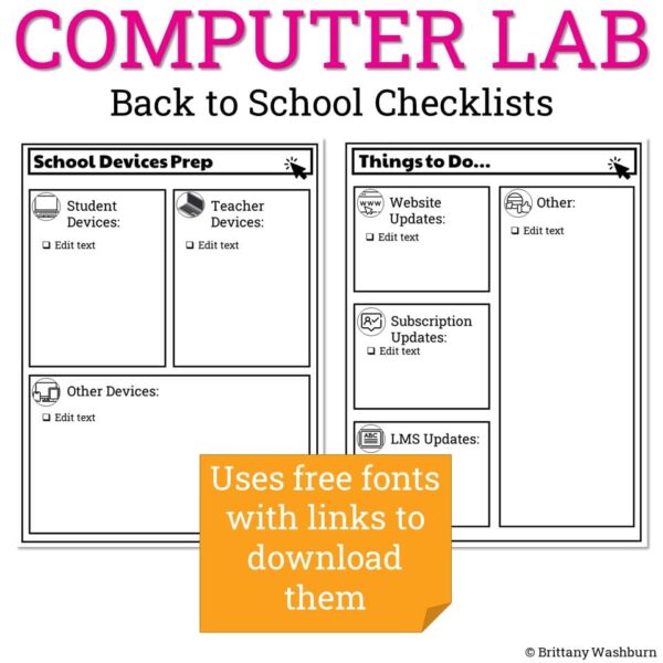 Technology Teacher Back to School Checklists (3) Technology Teacher Back to School Checklists (3)