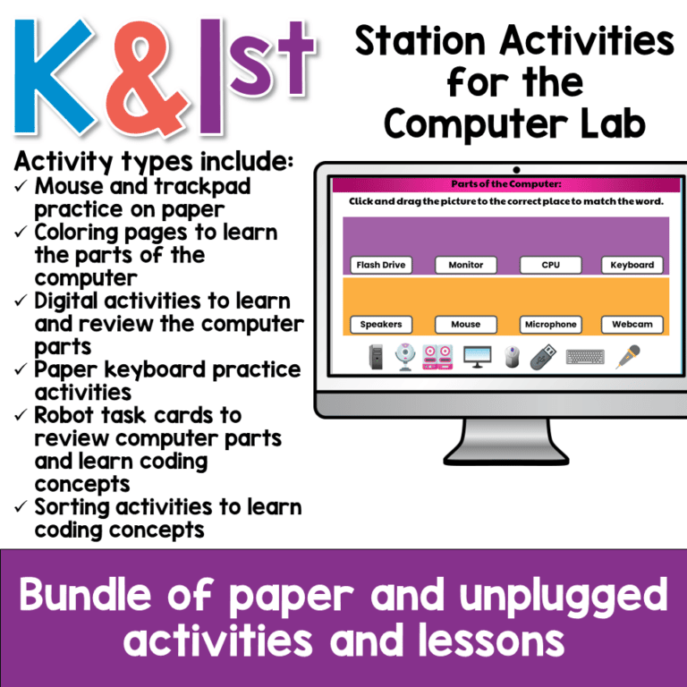 Kindergarten and First Grade Station Activities for the Computer Lab